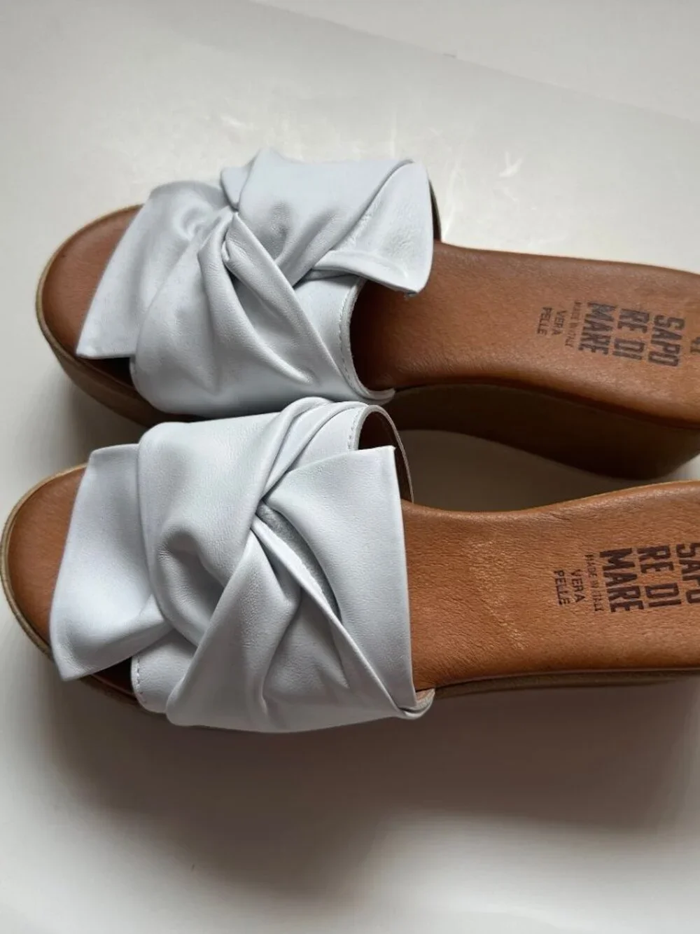 NEW VERA PELLE WEDGE SANDALS MADE in ITALY SIZE 41/10